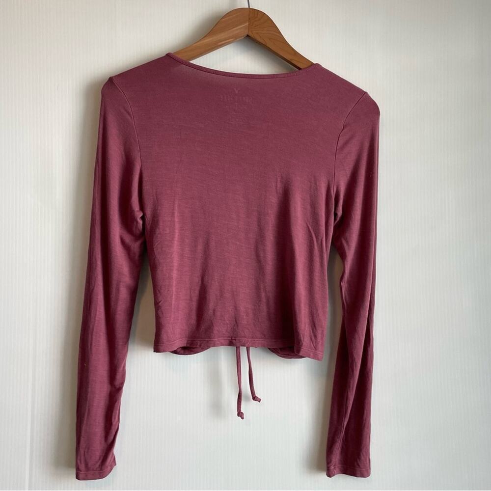 🆕 Soft and Sexy by American Eagle Outfitters long sleeve cropped tie front med - Picture 5 of 6
